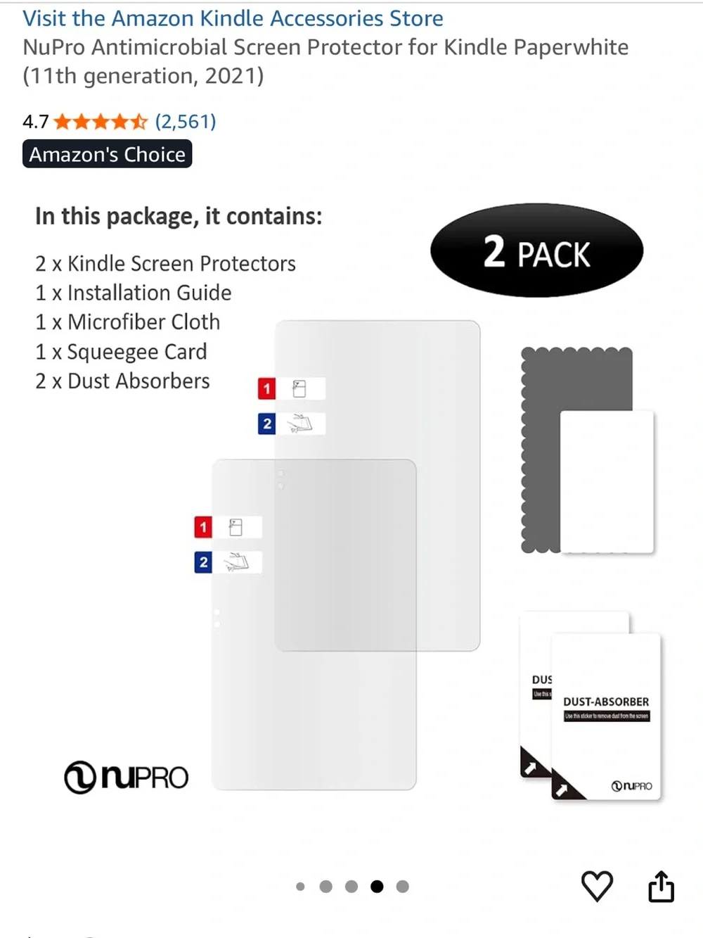 NuPro Antimicrobial Screen Protector for 11th Gen Kindle Paperwhite